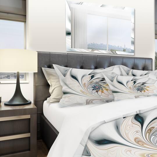 DesignArt White Stained Glass Floral Art Duvet Cover Set